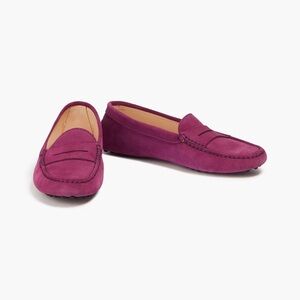 TODS WOMENS HEAVEN LACETTO SUEDE LOAFERS MAGENTA 36.5